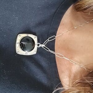 Black Onyx Necklace Sterling Silver Handmade